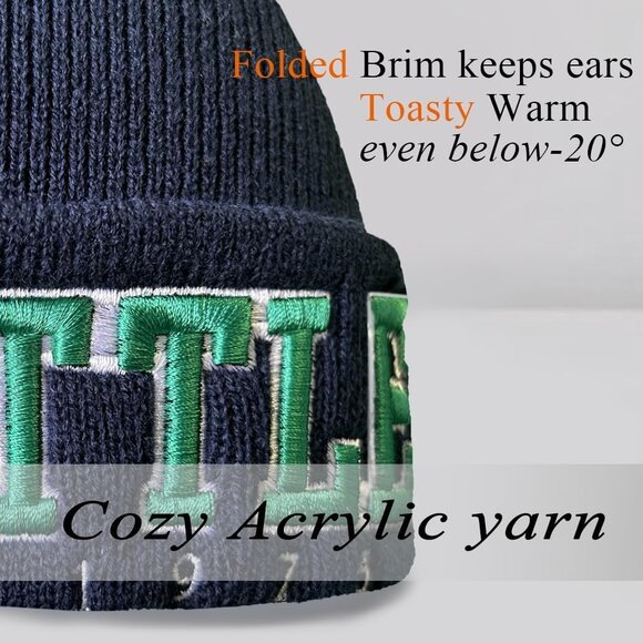 Women's Green & Blue Soft Knit Winter Hat For Cold Weather Beanie Toque Hat - Picture 2 of 5